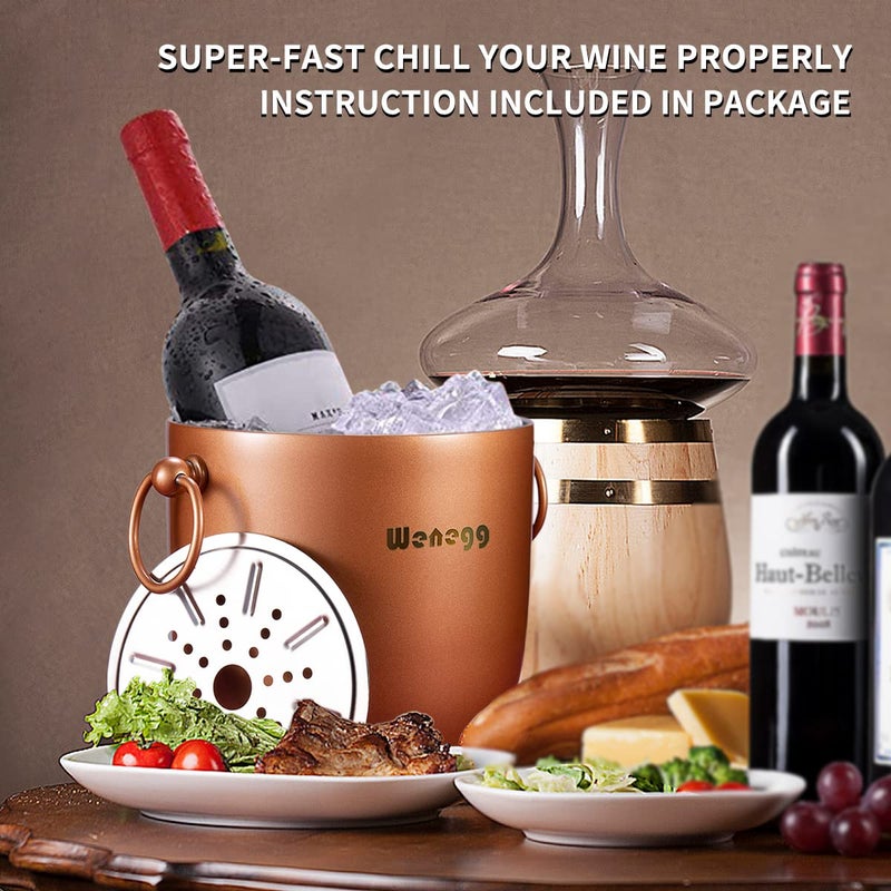 WENEGG Ice Bucket with Lid  Scoop  Tongs and Strainer - Well Made Insulated Stainless Steel Keep Ice Frozen Longer - Ideal for Cocktail Bar  Parties  Chilling Wine  Champagne - 3 Liter (Copper) - Image 3